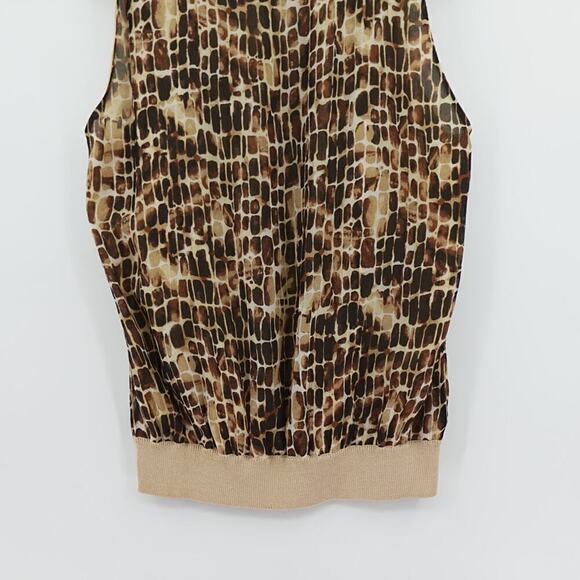 St John Top Women S Brown Animal Print Sleeveless - Picture 7 of 13